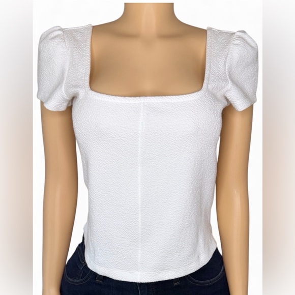 Maeve by Anthropologie White Textured Square Neck Top, New With Tags,White Knit - Picture 16 of 16